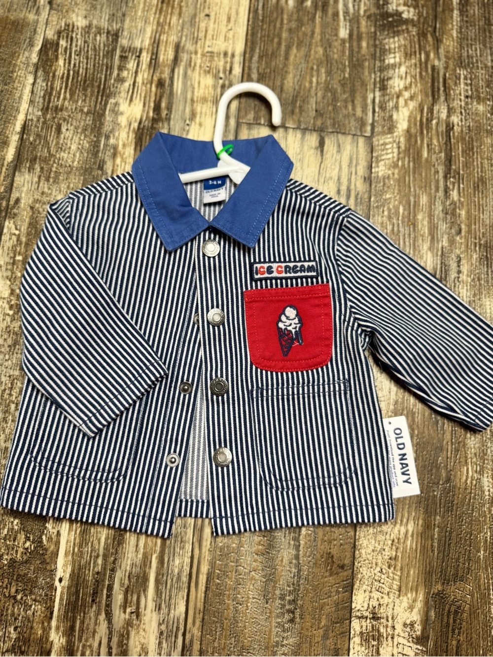 Old Navy Navy Pinstripe Jacket with Red Pocket